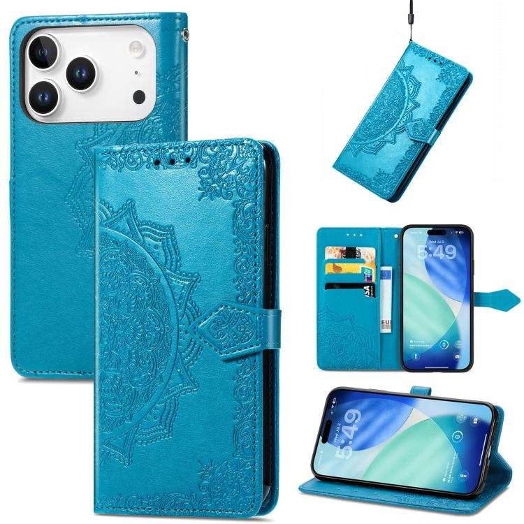 Mandala Flower Embossed Leather Phone Case