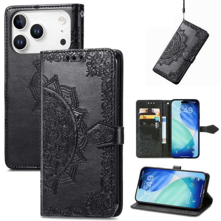 Mandala Flower Embossed Leather Phone Case