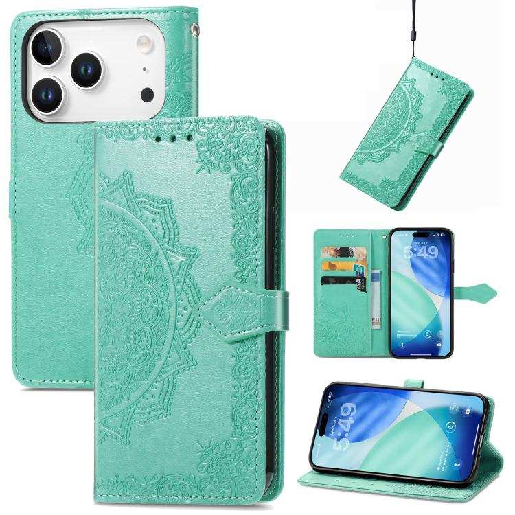 Mandala Flower Embossed Leather Phone Case