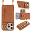 Crossbody Zipper Wallet Ring Holder Litchi Leather Phone Case