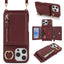 Crossbody Zipper Wallet Ring Holder Litchi Leather Phone Case