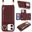 Crossbody Zipper Wallet Ring Holder Litchi Leather Phone Case