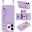 Crossbody Zipper Wallet Ring Holder Litchi Leather Phone Case