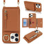 Crossbody Zipper Wallet Ring Holder Litchi Leather Phone Case