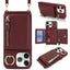 Crossbody Zipper Wallet Ring Holder Litchi Leather Phone Case
