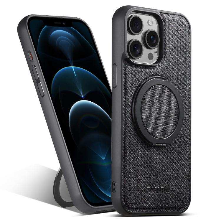 Suteni G3 360 Rotation Holder MagSafe Denim Leather Back Phone Case