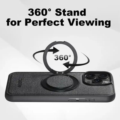 Suteni G3 360 Rotation Holder MagSafe Denim Leather Back Phone Case