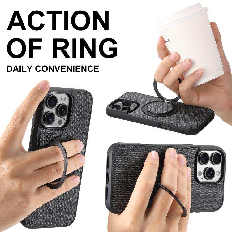 Suteni G3 360 Rotation Holder MagSafe Denim Leather Back Phone Case