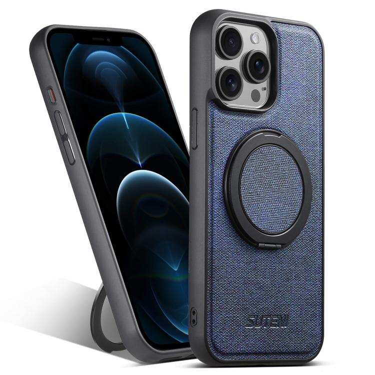 Suteni G3 360 Rotation Holder MagSafe Denim Leather Back Phone Case