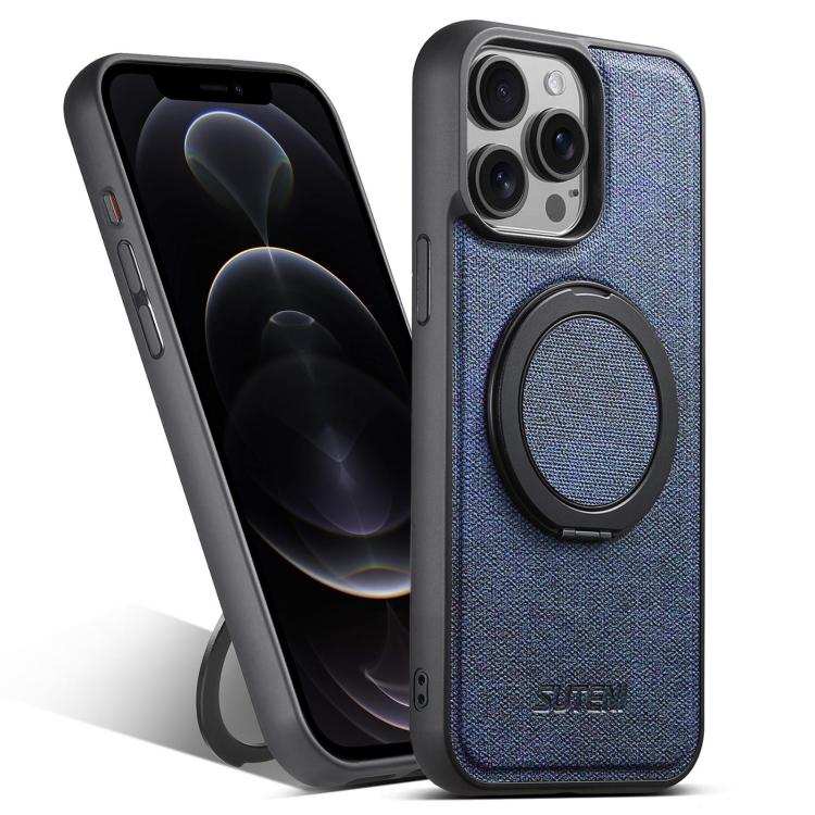 Suteni G3 360 Rotation Holder MagSafe Denim Leather Back Phone Case