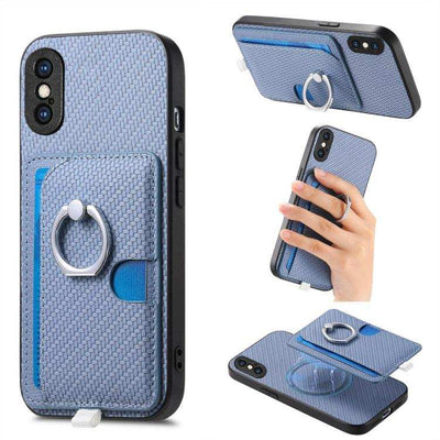 Carbon Fiber Ring Side Insert Card Bag MagSafe Phone Case