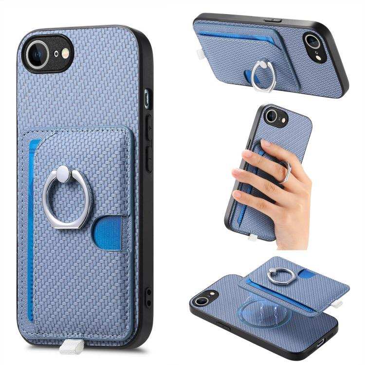 Carbon Fiber Ring Side Insert Card Bag MagSafe Phone Case