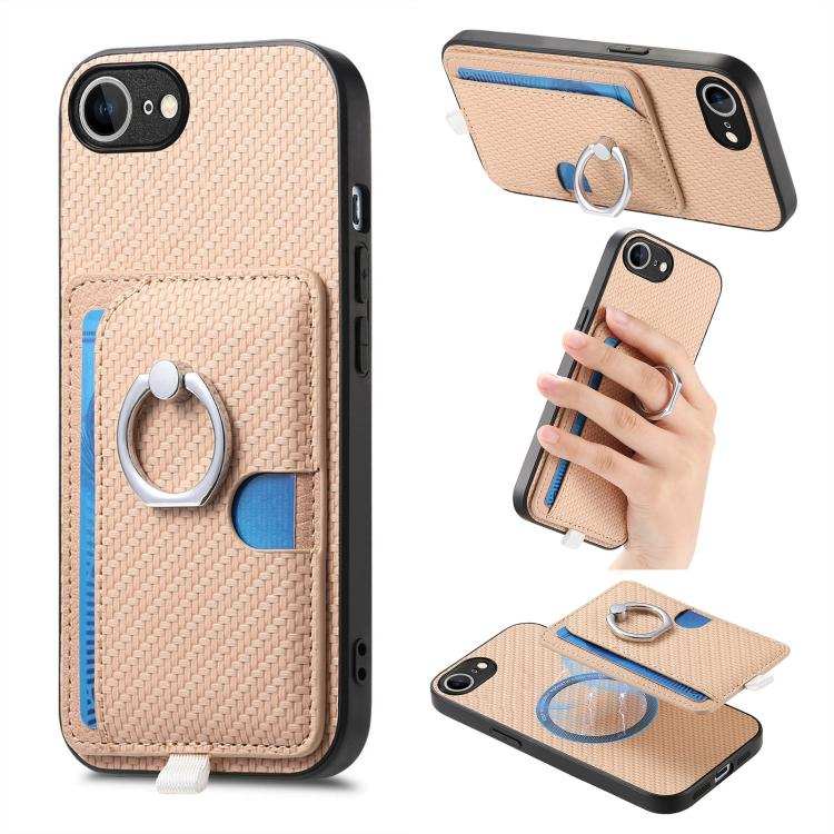 Carbon Fiber Ring Side Insert Card Bag MagSafe Phone Case