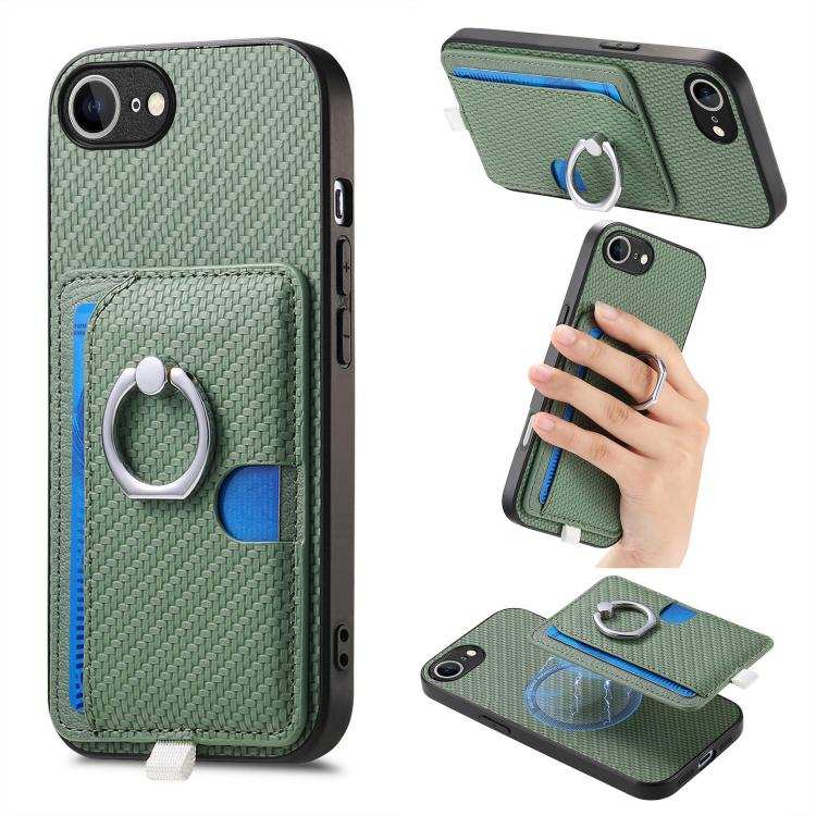 Carbon Fiber Ring Side Insert Card Bag MagSafe Phone Case
