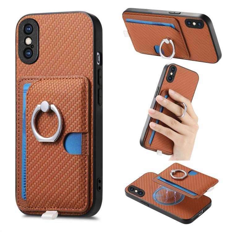 Carbon Fiber Ring Side Insert Card Bag MagSafe Phone Case