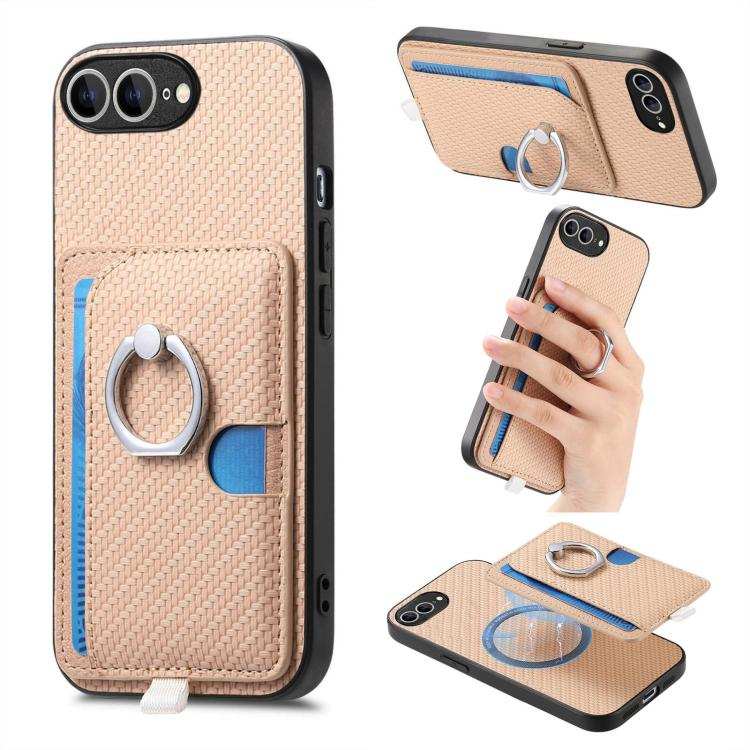 Carbon Fiber Ring Side Insert Card Bag MagSafe Phone Case