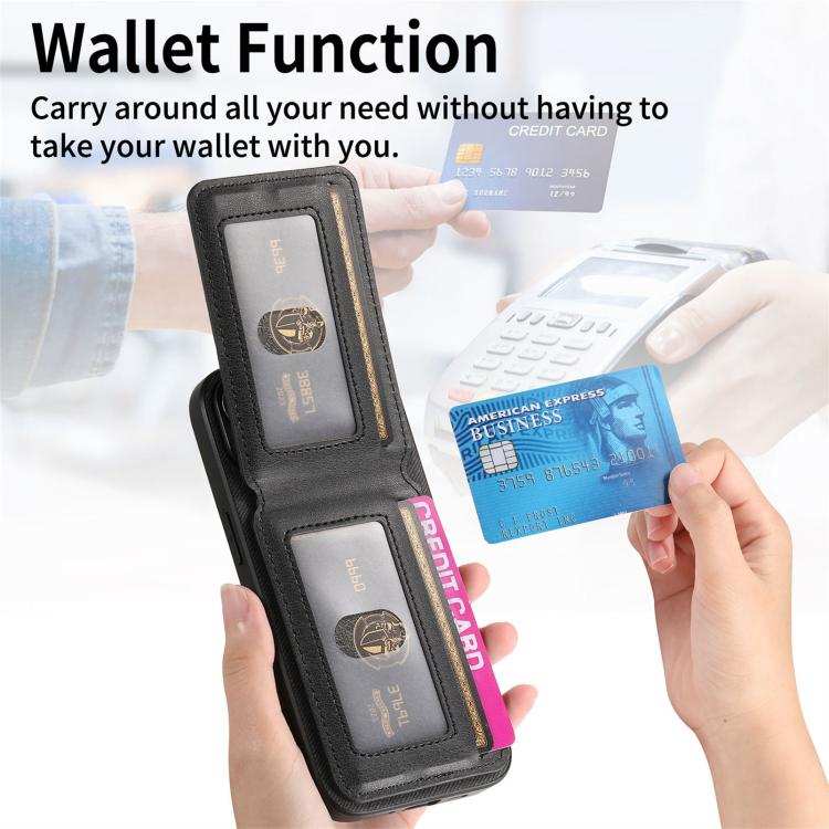 Twill Fabric Leather Vertical Flip RFID Card Bag Phone Case