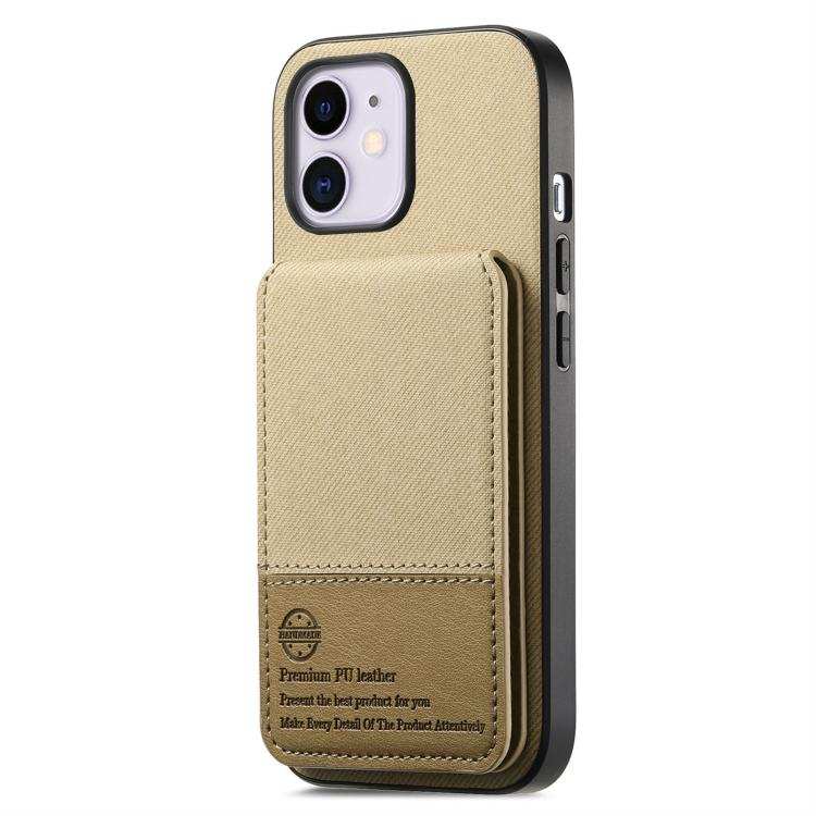 Twill Fabric Leather Vertical Flip RFID Card Bag Phone Case