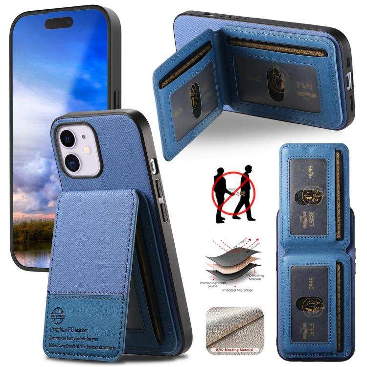 Twill Fabric Leather Vertical Flip RFID Card Bag Phone Case