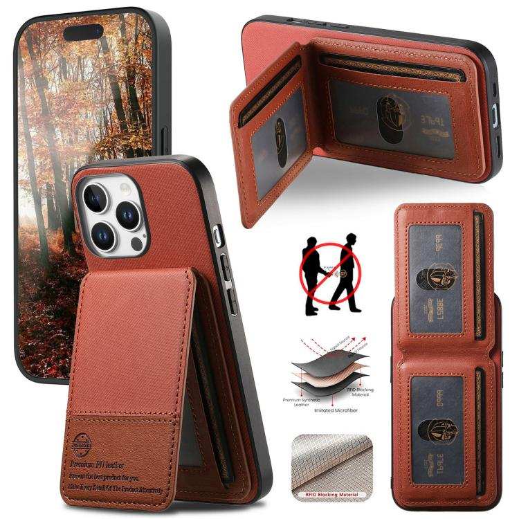 Twill Fabric Leather Vertical Flip RFID Card Bag Phone Case