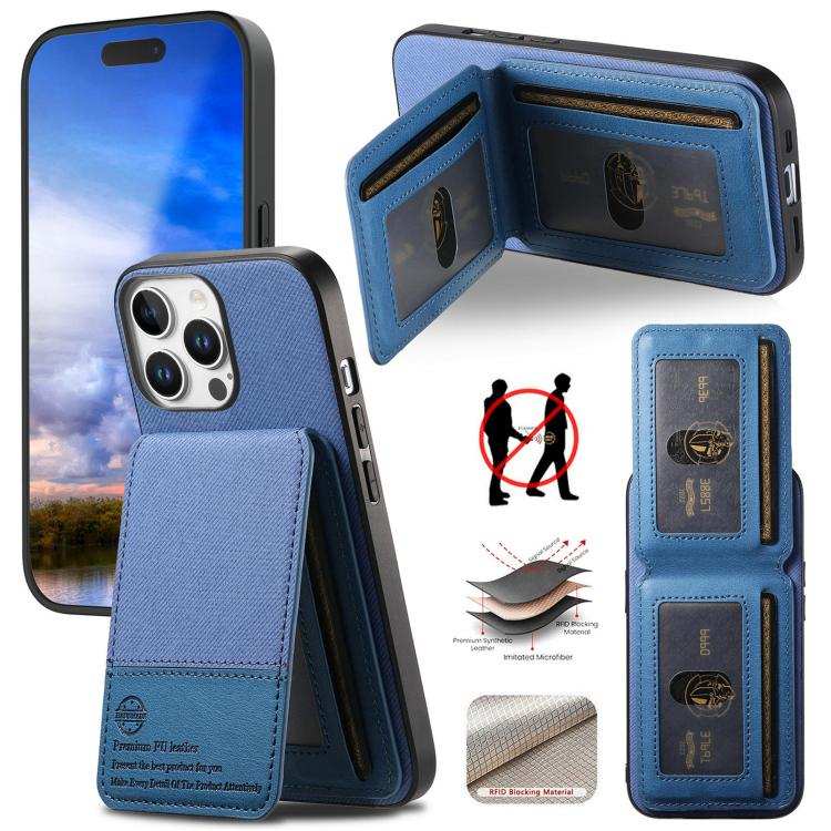 Twill Fabric Leather Vertical Flip RFID Card Bag Phone Case