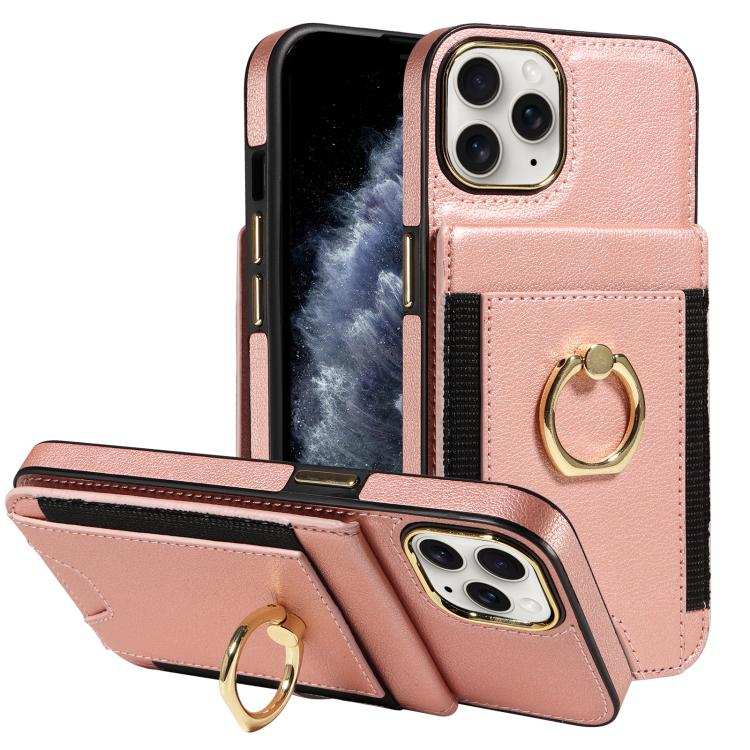 Ring Multifunctional Vertical Flip Wallet Back Cover Leather Phone Case