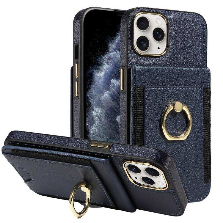 Ring Multifunctional Vertical Flip Wallet Back Cover Leather Phone Case