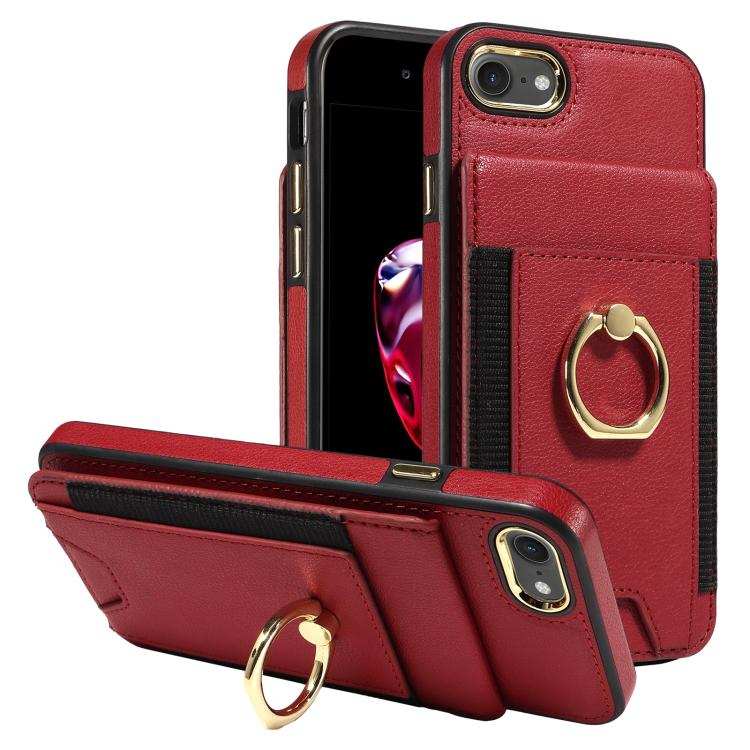 Ring Multifunctional Vertical Flip Wallet Back Cover Leather Phone Case