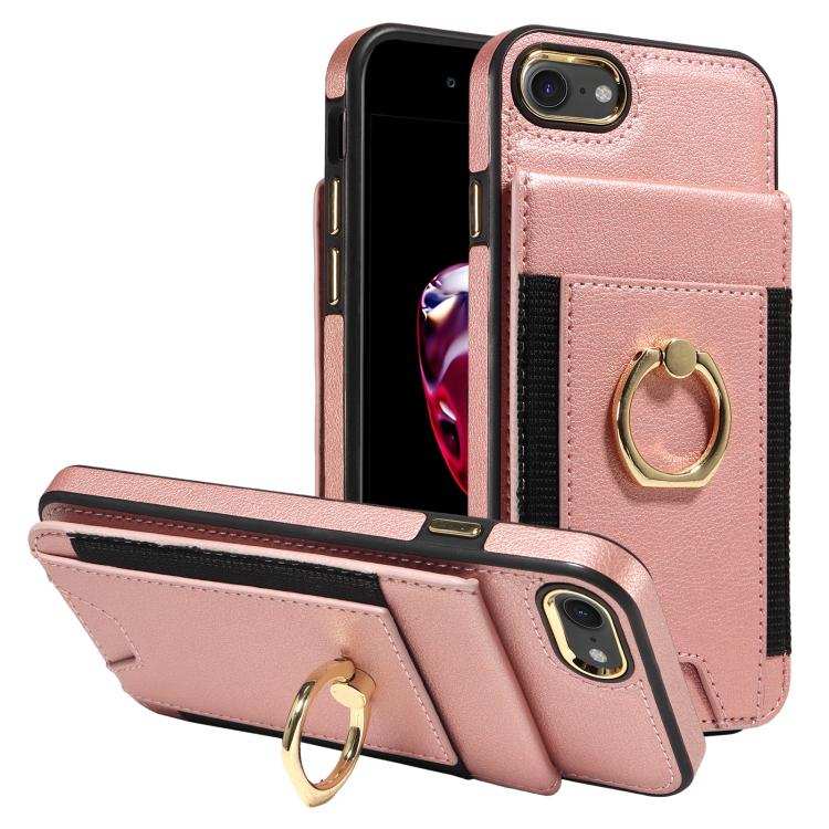 Ring Multifunctional Vertical Flip Wallet Back Cover Leather Phone Case