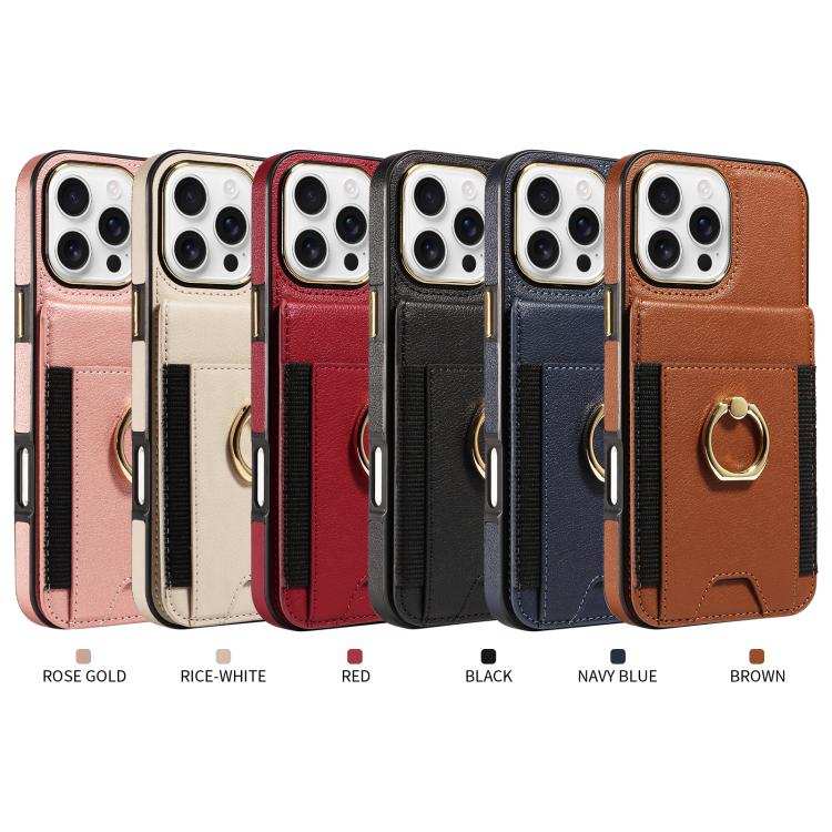 Ring Multifunctional Vertical Flip Wallet Back Cover Leather Phone Case