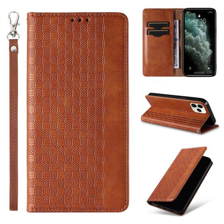 Braided Embossed Strong Magnetic Leather Phone Case