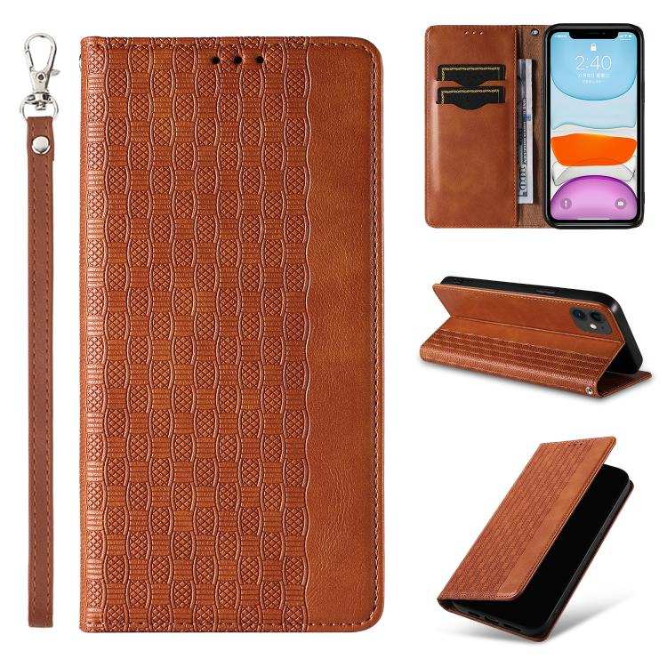 Braided Embossed Strong Magnetic Leather Phone Case