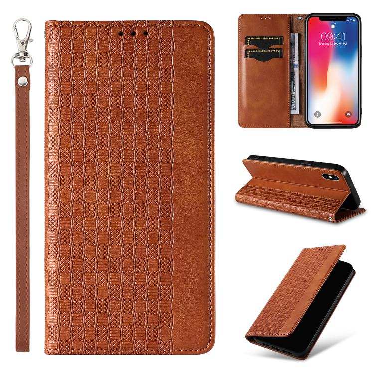 Braided Embossed Strong Magnetic Leather Phone Case