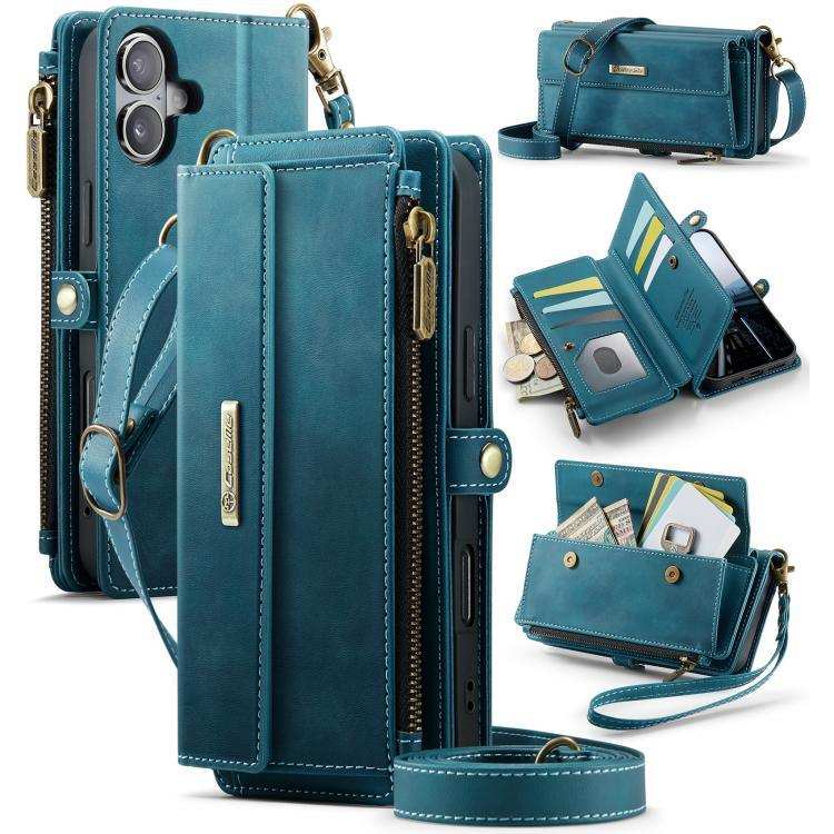 CaseMe C39 RFID Blocking Zipper Wallet Leather Phone Case with Crossbody Strap CaseMe