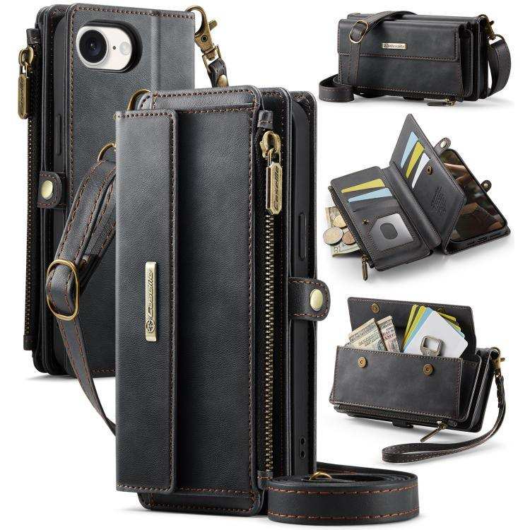 CaseMe C39 RFID Blocking Zipper Wallet Leather Phone Case with Crossbody Strap CaseMe