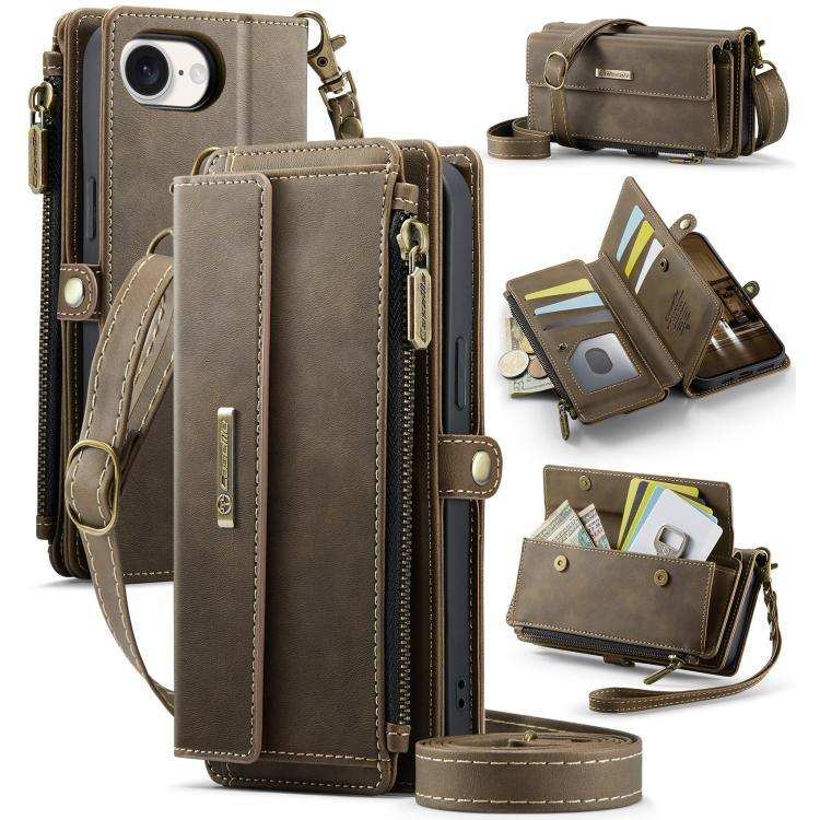 CaseMe C39 RFID Blocking Zipper Wallet Leather Phone Case with Crossbody Strap CaseMe
