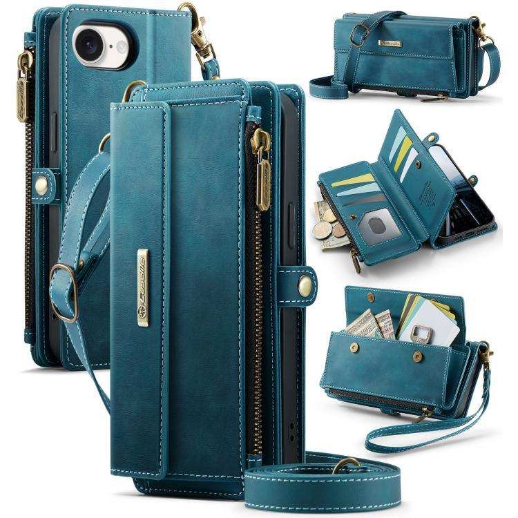 CaseMe C39 RFID Blocking Zipper Wallet Leather Phone Case with Crossbody Strap CaseMe