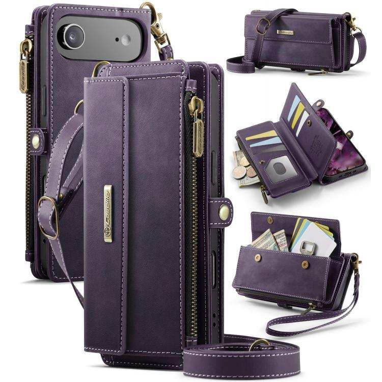CaseMe C39 RFID Blocking Zipper Wallet Leather Phone Case with Crossbody Strap CaseMe