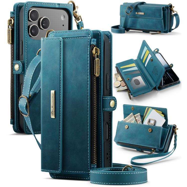 CaseMe C39 RFID Blocking Zipper Wallet Leather Phone Case with Crossbody Strap CaseMe