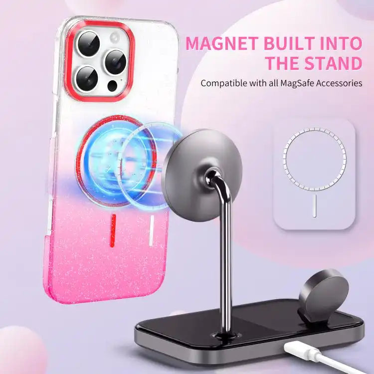 Gold Diamond Glitter Gradient MagSafe Shockproof Phone Case