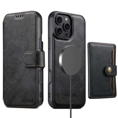 Suteni Q05S1 3-in-1 Detachable Wallet MagSafe Leather Phone Case