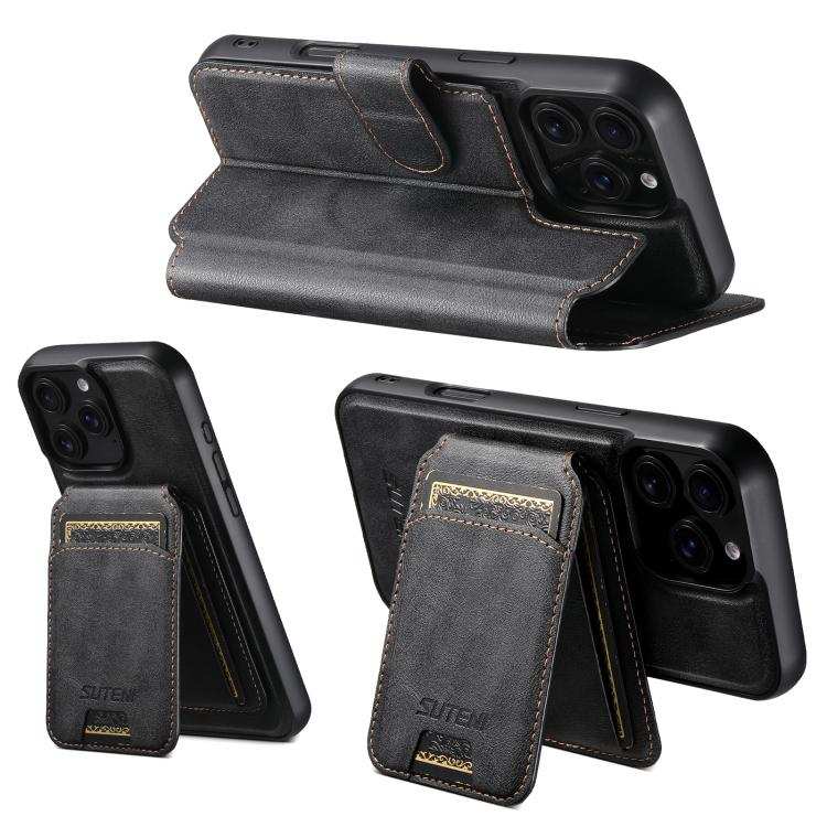 Suteni Q05S2 3-in-1 Detachable Vertical Flip Wallet MagSafe Leather Phone Case
