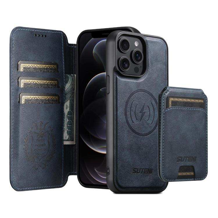 Suteni Q05S2 3-in-1 Detachable Vertical Flip Wallet MagSafe Leather Phone Case