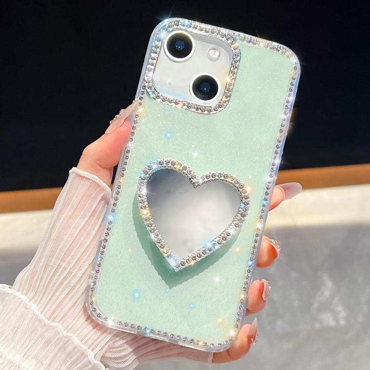 Diamond Glitter Mirror Heart Holder Phone Case