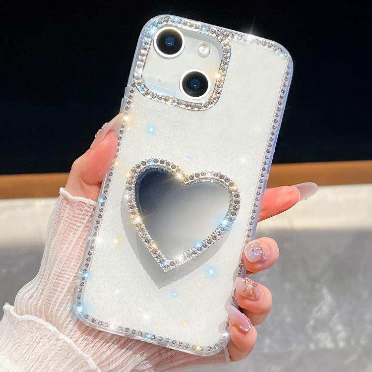 Diamond Glitter Mirror Heart Holder Phone Case