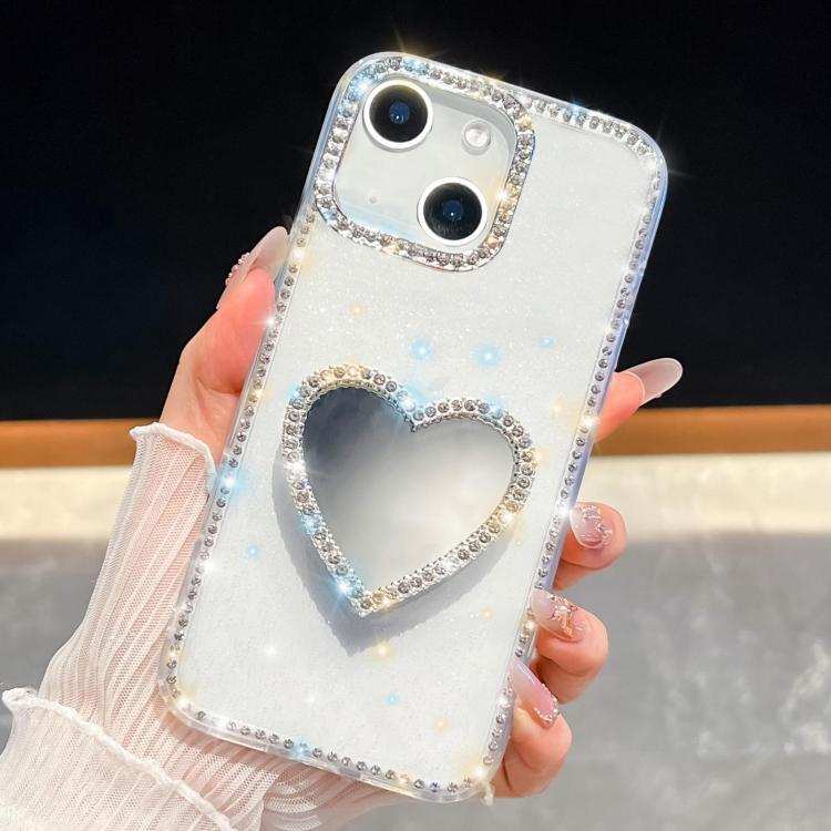 Diamond Glitter Mirror Heart Holder Phone Case