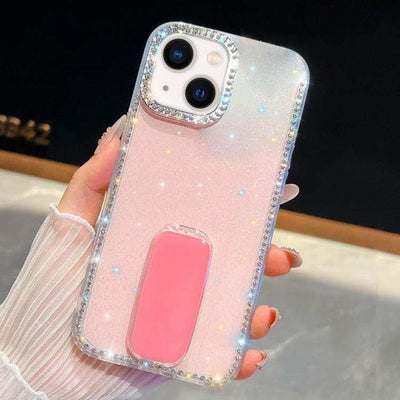 Rhinestone Glitter TPU 4-corners Anti-fall Phone Case with Holder