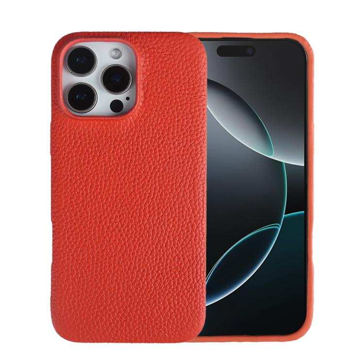 Litchi Texture Genuine Leather MagSafe Back Phone Case