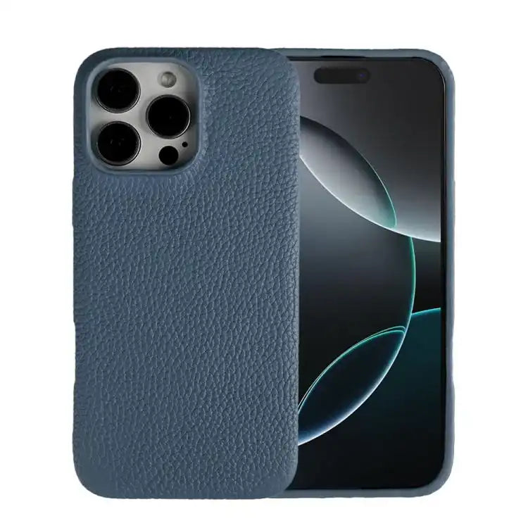 Litchi Texture Genuine Leather MagSafe Back Phone Case