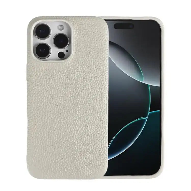Litchi Texture Genuine Leather MagSafe Back Phone Case